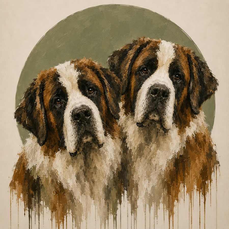 Hand-painted st bernard pet portrait by Australian artist Leah Justyce
